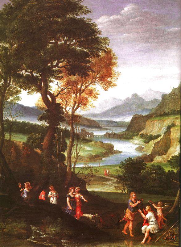  Gian  Battista Viola Landscape with Meleager and Atlanta Sweden oil painting art